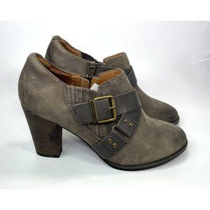 Clarks Women's Indigo Heath Woodlark Brown Leather Heeled Clog Slip On Sz US 8M